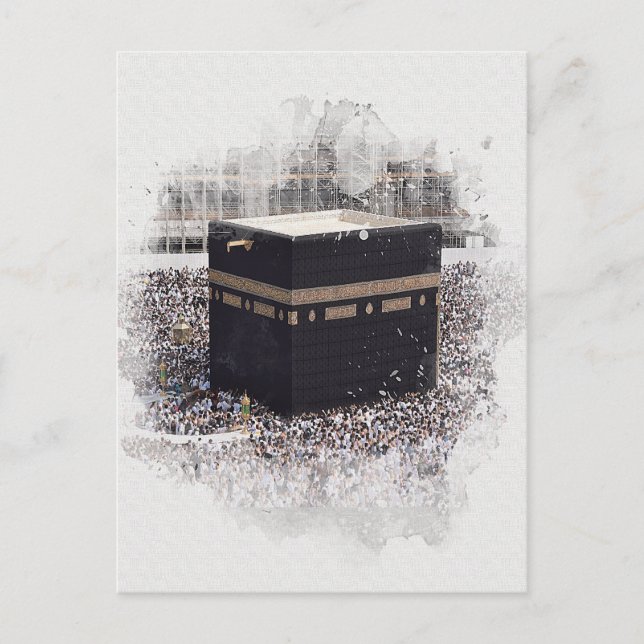 Saint Kaaba, Masjid Al Haram, vattenfärgsillustra Vykort (Framsida)