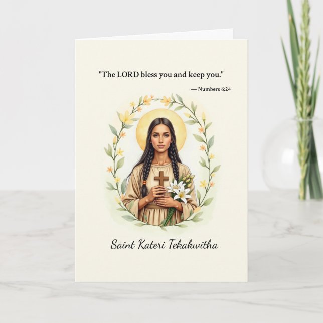 Saint Kateri Tekaktaa Guds fred och välsignelser Kort (Framsida)