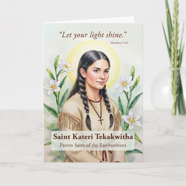 Saint Kateri Tekakwita Religiösa Encouragement Kort (Framsida)