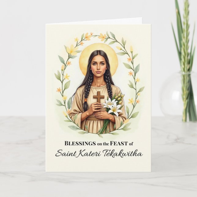 Saint Kateri Tekakwith a Feast Day Blessings Wand Kort (Framsida)