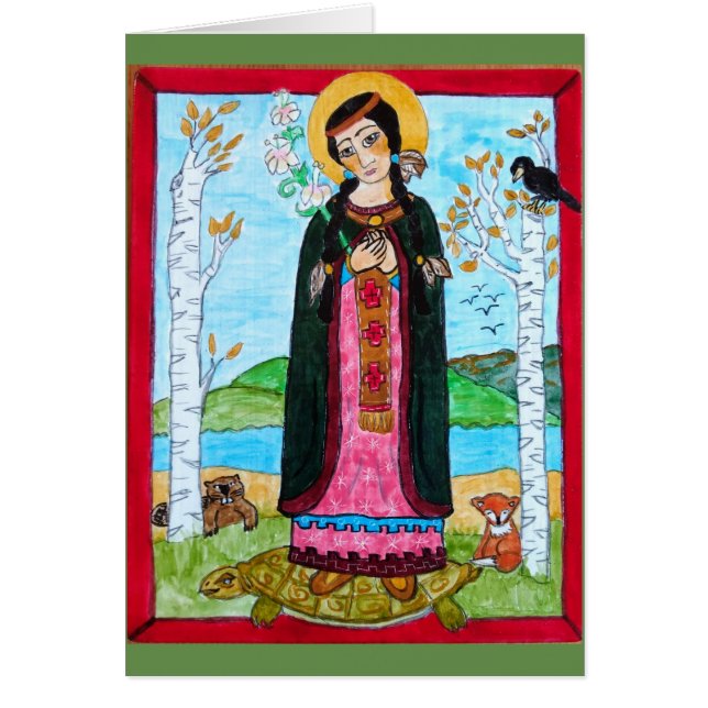 Saint Kateri Tekakwith - Hälsningskort (Framsidan)