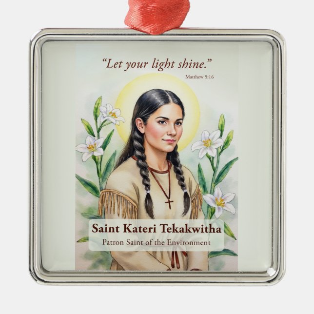 Saint Kateri Tekakwitha Religious Encouragement Julgransprydnad Metall (Framsidan)