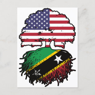 Saint Kitts Kittitian American USA Träd Roots Flag Vykort