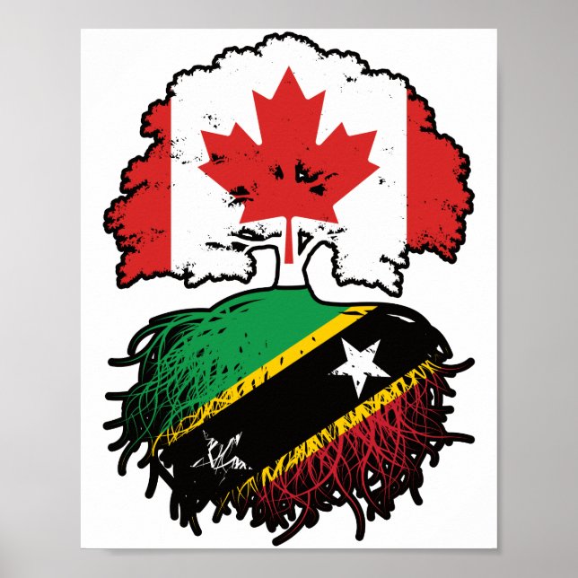 Saint Kitts Kittitian Canadian Canada Träd Roots Poster (Framsidan)