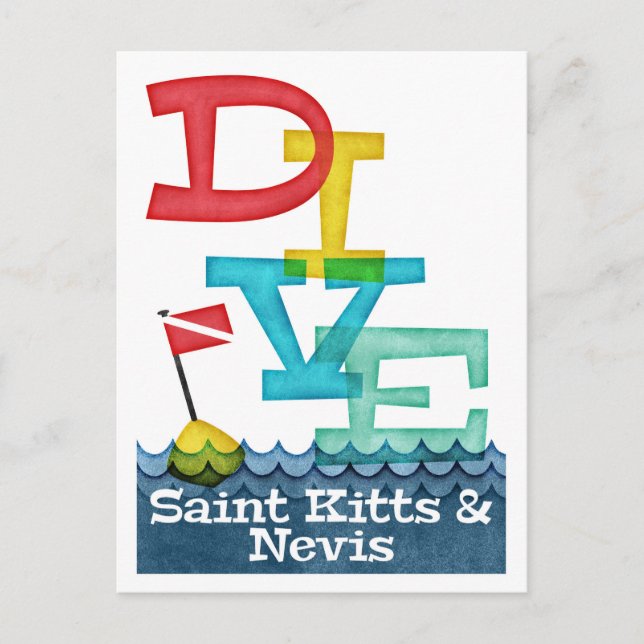 Saint Kitts och Nevis Dive - Färggradyka Vykort (Framsida)