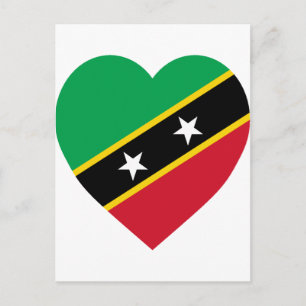 Saint Kitts och Nevis Flagga Heart Vykort