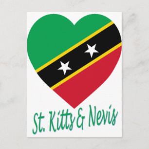 Saint Kitts och Nevis Flagga Heart Vykort