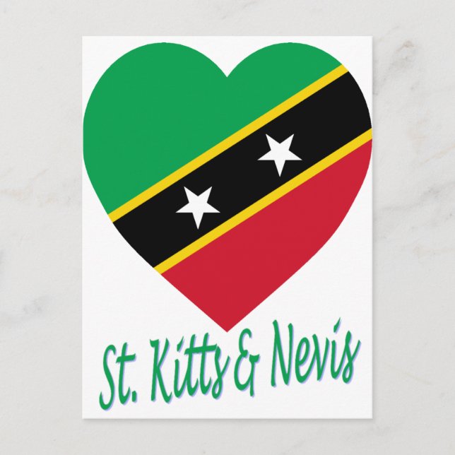 Saint Kitts och Nevis Flagga Heart Vykort (Framsida)
