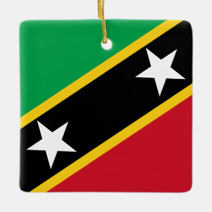 Saint Kitts och Nevis Flagga Julgransprydnad Keramik