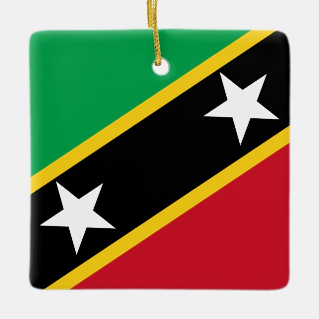 Saint Kitts och Nevis Flagga Julgransprydnad Keramik (Framsida)