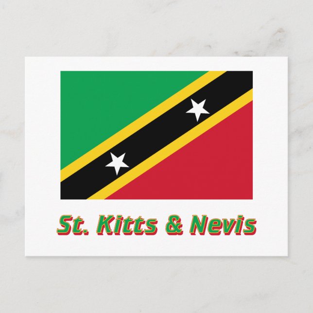 Saint Kitts och Nevis Flagga med Namn Vykort (Framsida)