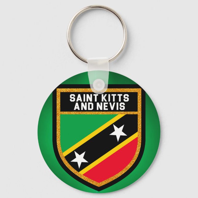 Saint Kitts och Nevis Flagga Nyckelring (Framsida)