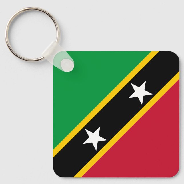 Saint Kitts och Nevis Flagga Nyckelring (Framsida)