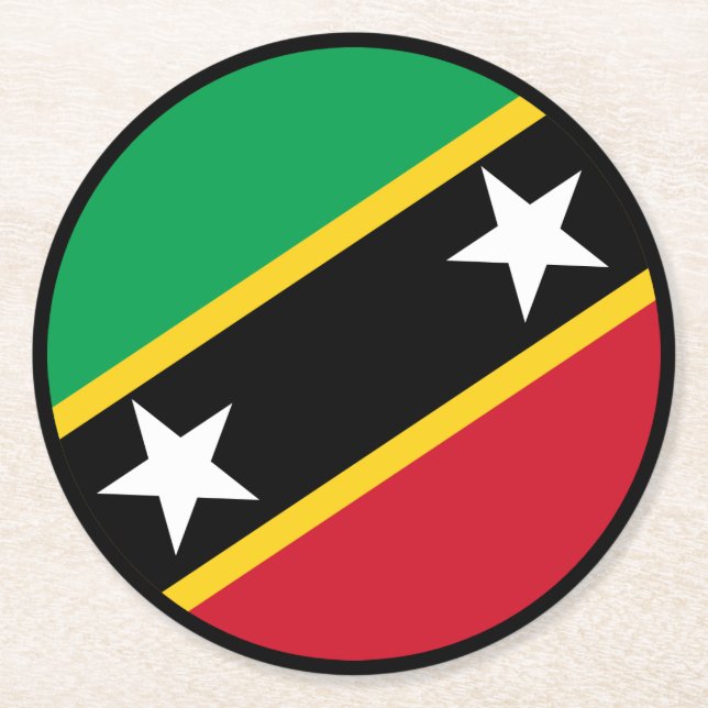 Saint Kitts och Nevis Flagga oberoende Västindien Underlägg Papper Rund (Framsidan)