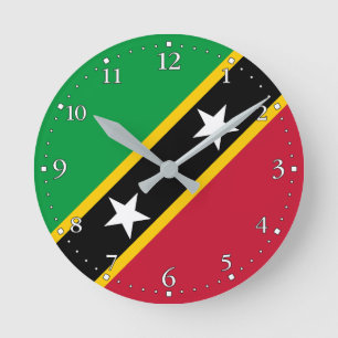 Saint Kitts och Nevis flagga Rund Klocka