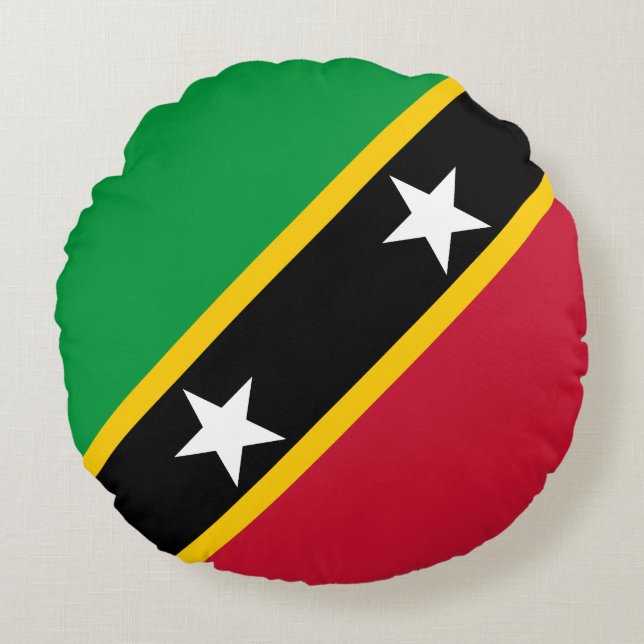 Saint Kitts och Nevis Flagga Rund Kudde (Framsidan)