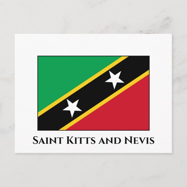 Saint Kitts och Nevis Flagga Vykort (Framsida)