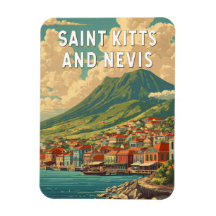 Saint Kitts och Nevis Illustration Resa Konst Magnet