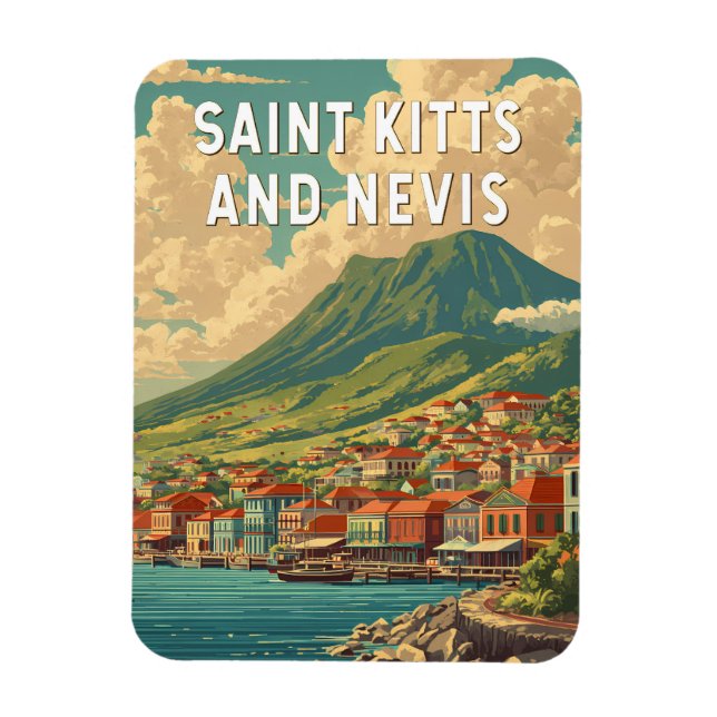Saint Kitts och Nevis Illustration Resa Konst Magnet (Vertikal)