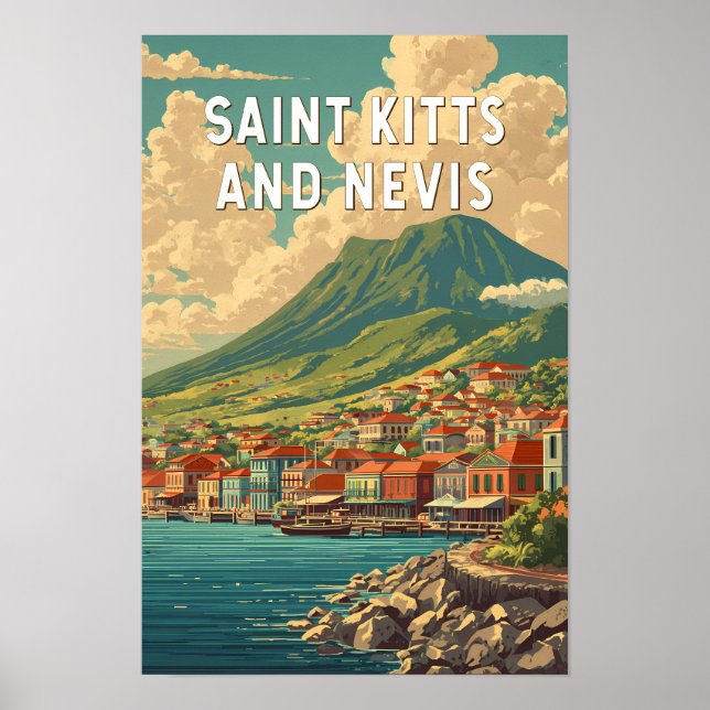 Saint Kitts och Nevis Illustration Resa Konst Poster (Framsidan)