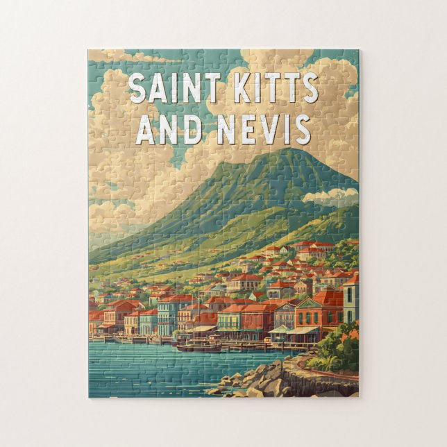 Saint Kitts och Nevis Illustration Resa Konst Pussel (Vertikal)