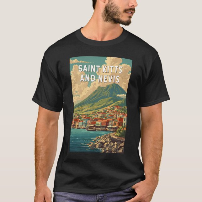 Saint Kitts och Nevis Illustration Resa Konst T Shirt (Framsida)