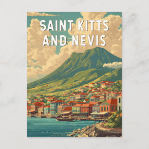 Saint Kitts och Nevis Illustration Resa Konst Vykort