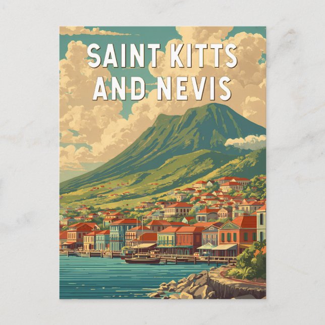 Saint Kitts och Nevis Illustration Resa Konst Vykort (Framsida)