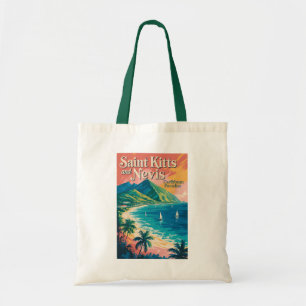 Saint Kitts och Nevis Landskapsillustration Retro Tygkasse