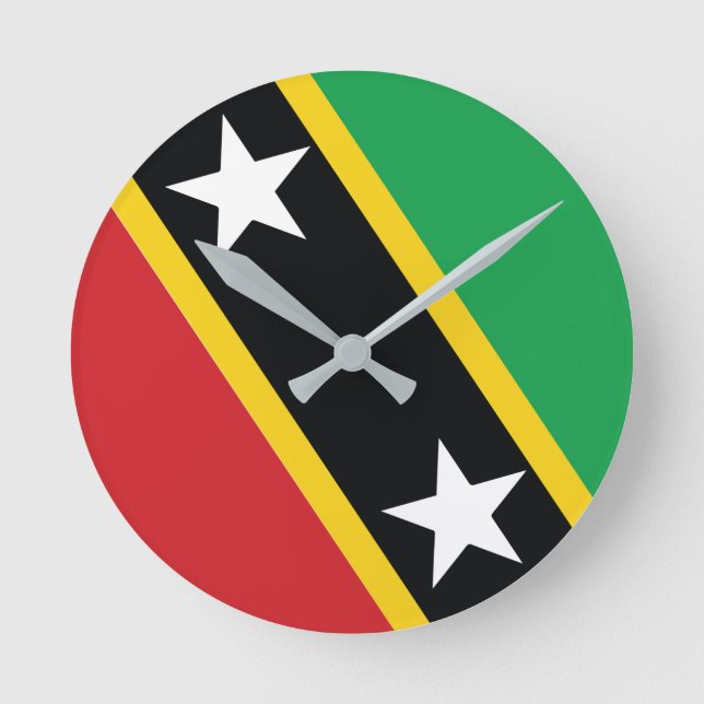 Saint Kitts och Nevis National Flagga Clock Rund Klocka (Framsida)