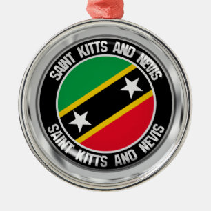 Saint Kitts och Nevis Round Emblem Julgransprydnad Metall