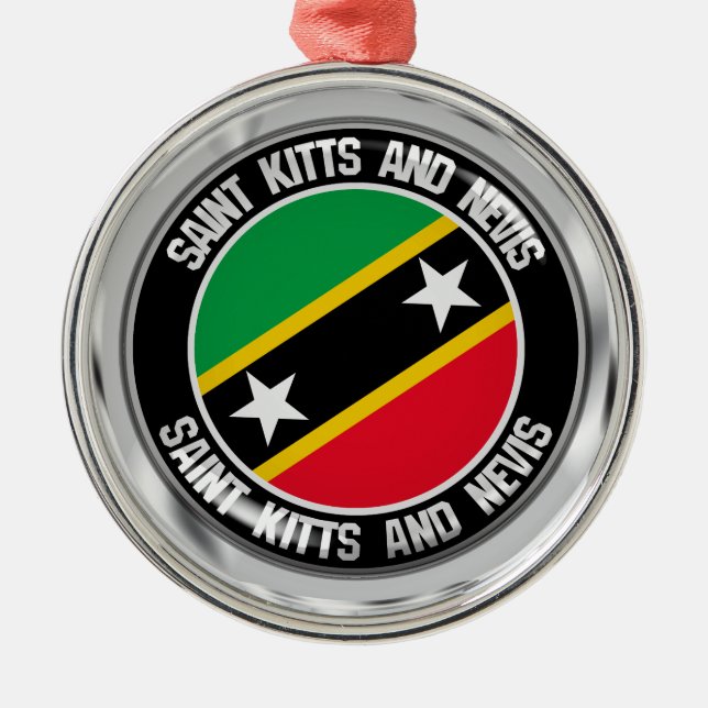 Saint Kitts och Nevis Round Emblem Julgransprydnad Metall (Framsidan)