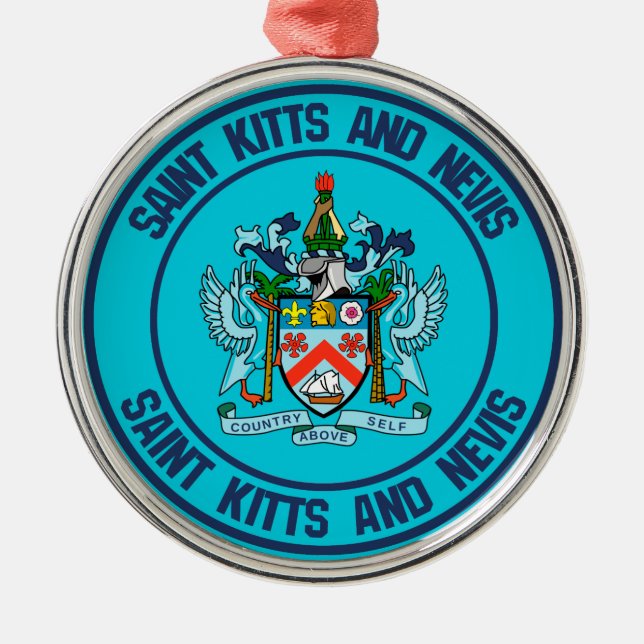 Saint Kitts och Nevis Round Emblem Julgransprydnad Metall (Framsidan)