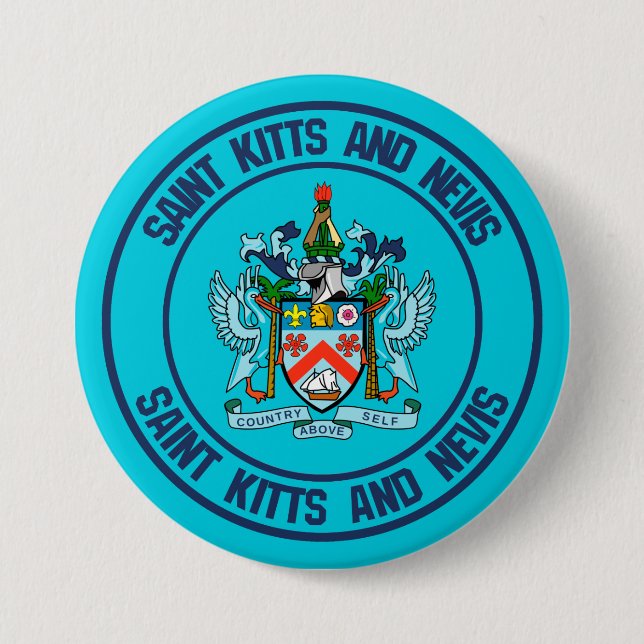 Saint Kitts och Nevis Round Emblem Knapp (Framsida)