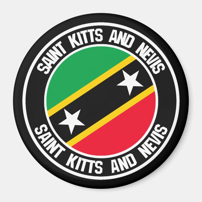 Saint Kitts och Nevis Round Emblem Magnet (Framsidan)