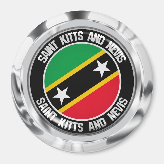 Saint Kitts och Nevis Round Emblem Magnet (Framsidan)