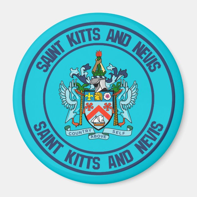 Saint Kitts och Nevis Round Emblem Magnet (Framsidan)