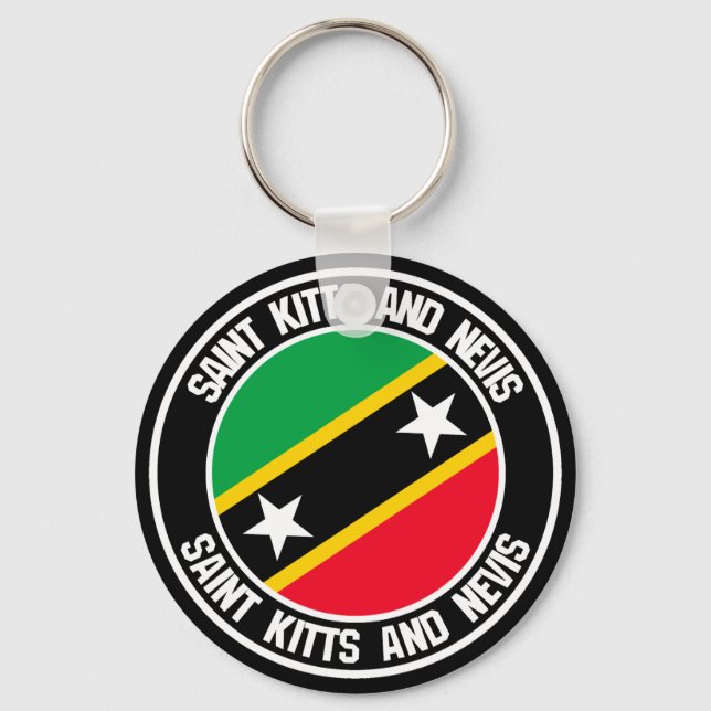 Saint Kitts och Nevis Round Emblem Nyckelring (Framsida)