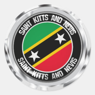 Saint Kitts och Nevis Round Emblem Runt Klistermärke