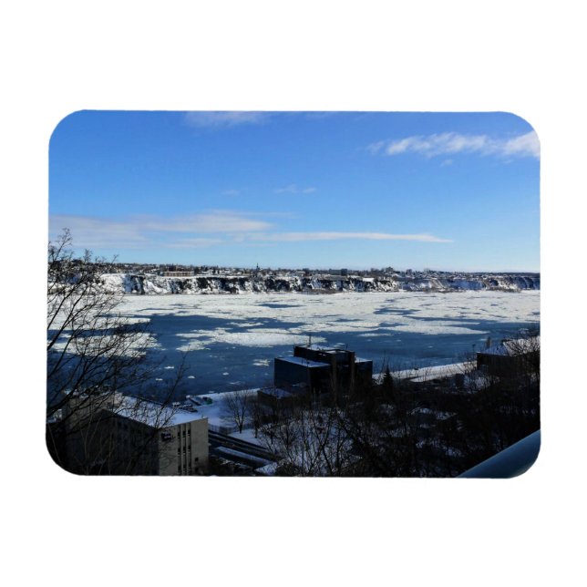 Saint Lawrence River i Winter, Quebec, Kanada Magnet (Horisontell)