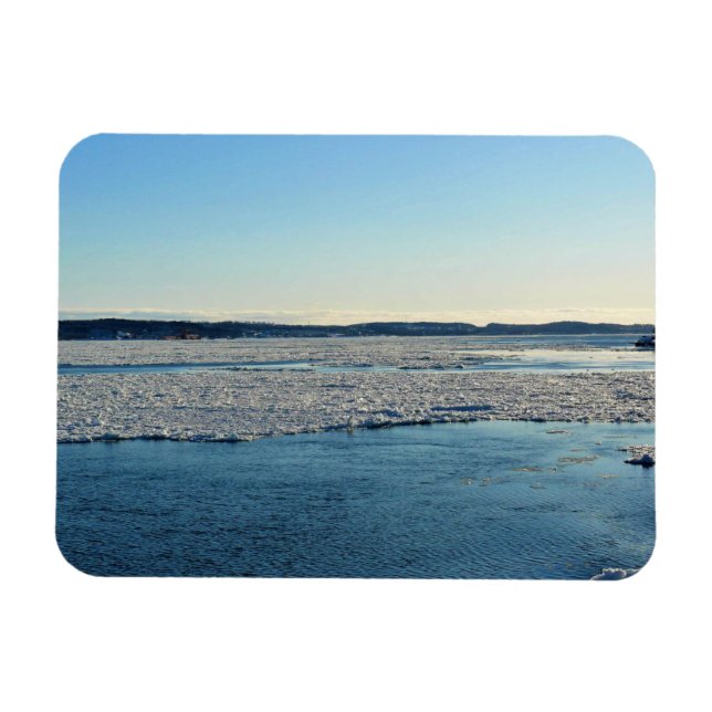 Saint Lawrence River i Winter, Quebec, Kanada Magnet (Horisontell)