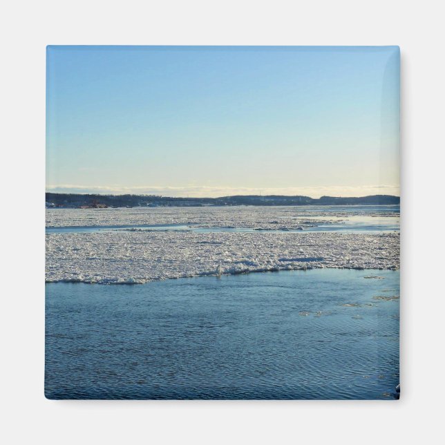 Saint Lawrence River i Winter, Quebec, Kanada Magnet (Framsidan)