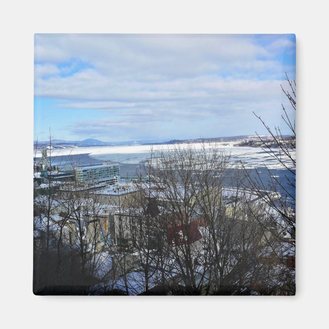 Saint Lawrence River i Winter, Quebec, Kanada Magnet (Framsidan)