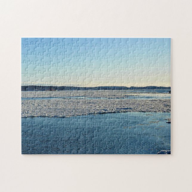 Saint Lawrence River i Winter, Quebec, Kanada Pussel (Horisontell)