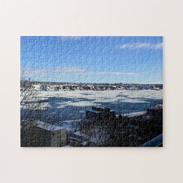 Saint Lawrence River i Winter, Quebec, Kanada Pussel (Horisontell)