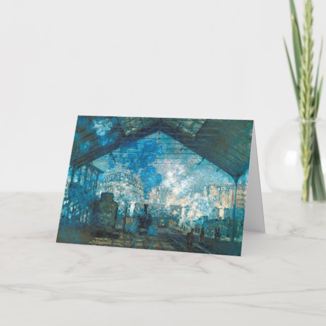 Saint-Lazare järnvägsstationen av Claude Monet Kort (Framsida)