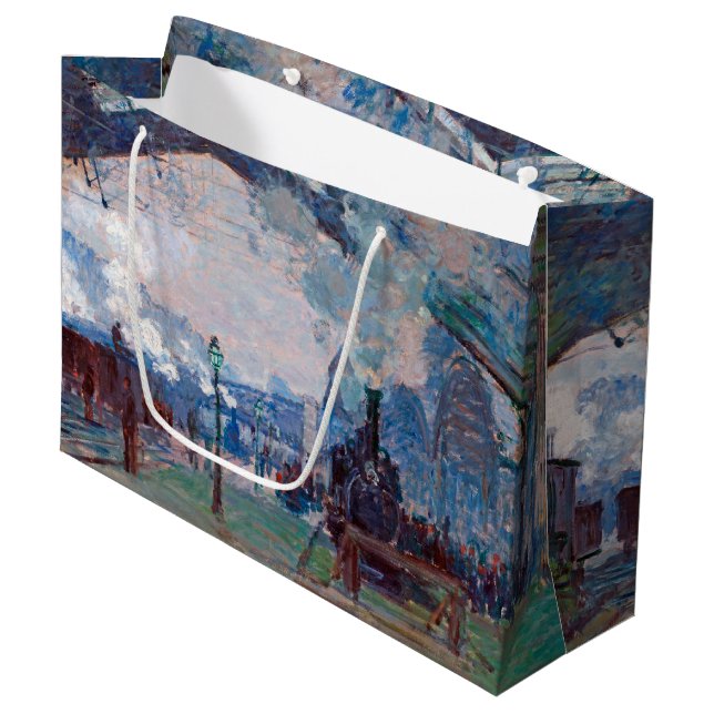 Saint-Lazare Station, Monet Large Gift Bag (Framsidan Vinklad)