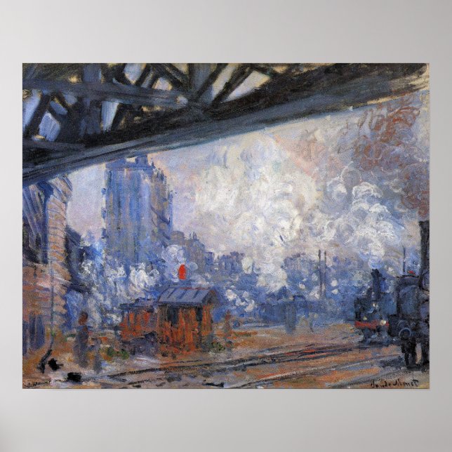 Saint Lazare Tåg Station av Claude Monet Poster (Framsidan)