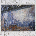 Saint Lazare Tåg Station av Claude Monet Pussel<br><div class="desc">La Gare Saint-Lazare, Exterior View (1877) av Claude Monet är en vintage bra-konstmålning, som ingår i en 12-målningsserie. Gare Saint-Lazare, ett av Paris största och mest trafikerade station i tåg. Om konstnären: Claude Monet var en av grundarna av den Fransk målningsrörelsen, och de flesta av hans målningar var "en plein...</div>