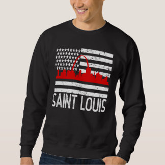 Saint Louis brandman röda linjen siluett amerikans Lång Ärmad Tröja